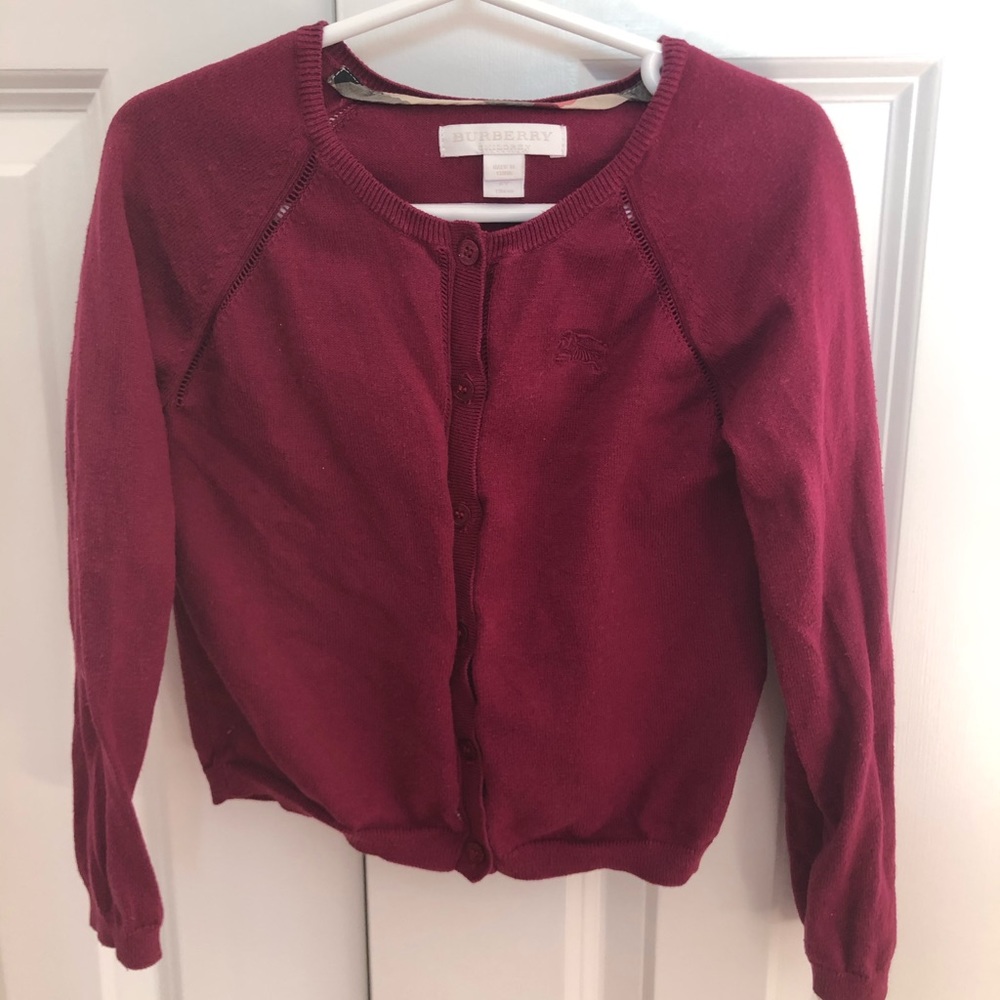 Burberry Girl’s Burgundy Cotton Sweater, 5A